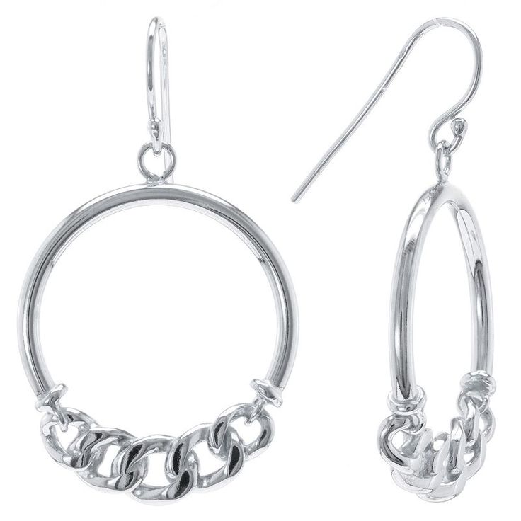 Add an elegant touch of edge to your jewelry box with these sterling silver Judy Crowell chain link-embellished open circle drop earrings. Click on this JEWELRY & WATCHES GUIDE to learn about fit, styles, materials and more! FEATURES Length: 41 mm Backings: fishhook Metal: sterling silver Finish: polished Packaging: velvety pouch Size: One Size. Gender: female. Age Group: adult. Elegant Sterling Silver Chain Earrings, Sterling Silver Chain Drop Earrings, Sterling Silver Chain Dangle Earrings, Formal Sterling Silver Chain Earrings, Sterling Silver Drop Earrings With Chain Detail, Elegant Open Circle Metal Jewelry, Sterling Silver Circle Jewelry, Sterling Silver Round Box Chain Jewelry, Sterling Silver Open Circle Jewelry For Formal Occasions