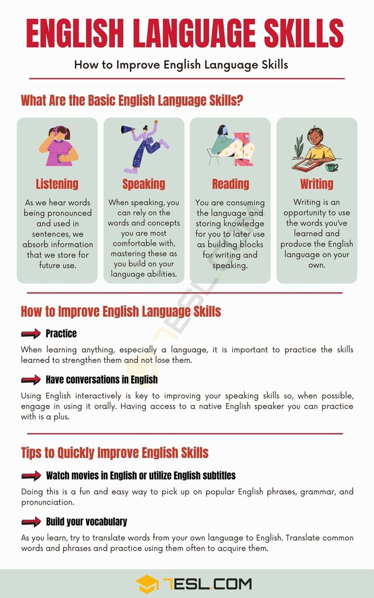 an english language poster with the words, how to improve language skills and what to use them