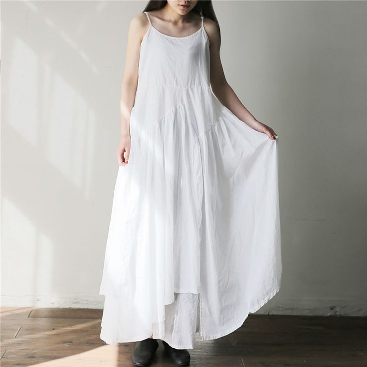 Summer Cotton Dress For Women Sleeveless Long Dresses 2021 Female Solid Boho Dress Lady Irregular Sundress White black-One Size White Solid Color Maxi Dress, White Maxi Dress With Asymmetrical Hem For Beach, White Dresses With Spaghetti Straps And Solid Color, Solid Color Summer Midi Dress With High-low Hem, White Maxi Dress With Asymmetrical Hem For Summer, Casual Solid Asymmetrical Summer Dress, White High-low Hem Maxi Dress For Beach, White Sleeveless Asymmetrical Summer Dress, Summer Asymmetrical Solid Color Dress