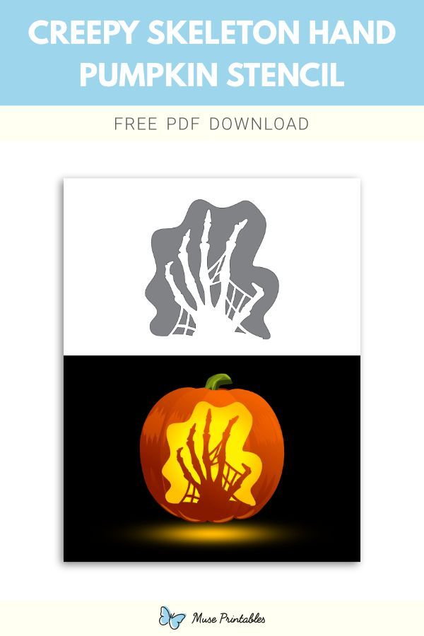 the creepy skeleton hand pumpkin stencil is shown