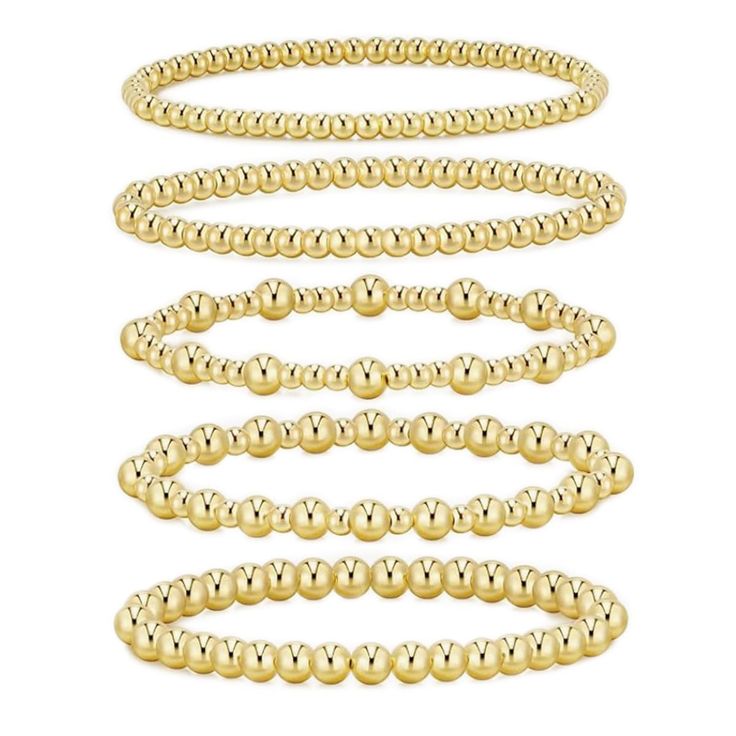 PRICES MAY VARY. Gold beaded bracelets: The gold bracelet for fashion-forward women who want to make a statement with their jewelry, this gold bracelet is a must-have for any trendy wardrobe.Elastic and stretch design ensures a comfortable fit for adult women.Whether you're dressing up for a special occasion or adding a touch of glamour to your everyday look, this bracelet is the perfect accessory for any stylish woman Material: Copper gold bracelet in a set, the length of each elastic bracelet Gold Beaded Bracelets, Gold Bracelets Stacked, Bead Ball, Gold And Silver Bracelets, Silver Bracelets For Women, Ball Bracelet, Gold Bead Bracelets, Stackable Bracelets, Elastic Bracelet