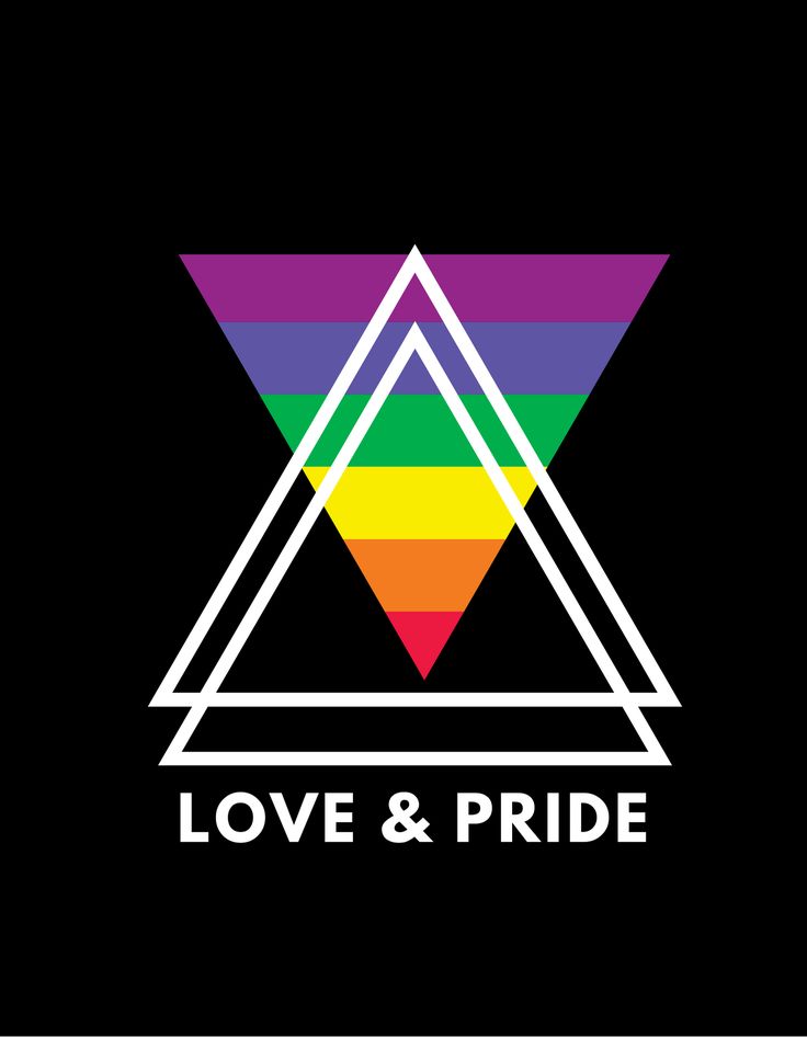 the logo for love and pride, which features a triangle with rainbows on it