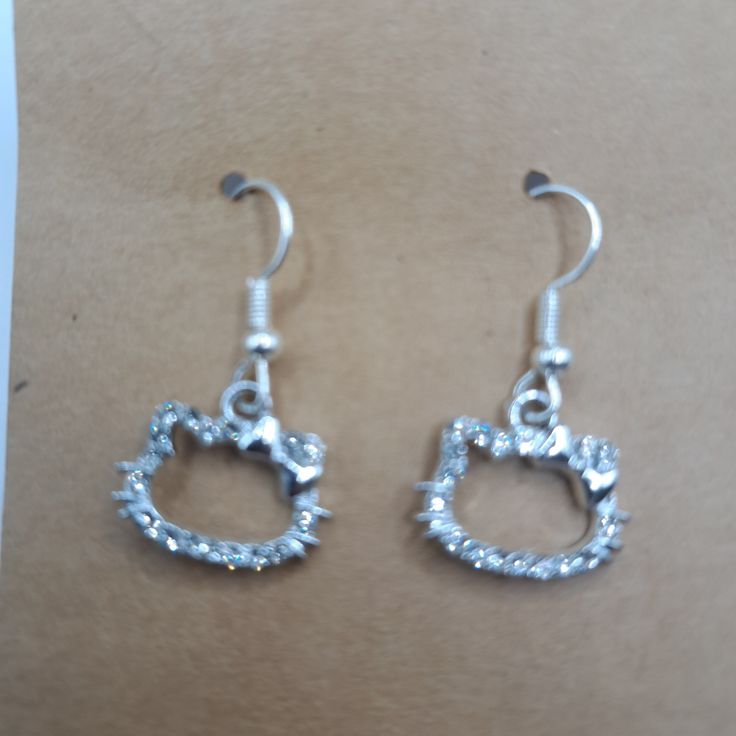 Realy Nice Is Small Size Can Before Adults And Girls Trendy Cat Design Jewelry For Parties, Trendy Cat Design Jewelry For Party, Casual Silver Earrings For Party, Cat Earrings, Earrings Color, Jewelry Earrings, Kitty, Women Jewelry, Silver