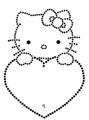 a drawing of a hello kitty face with dots in the shape of it's head