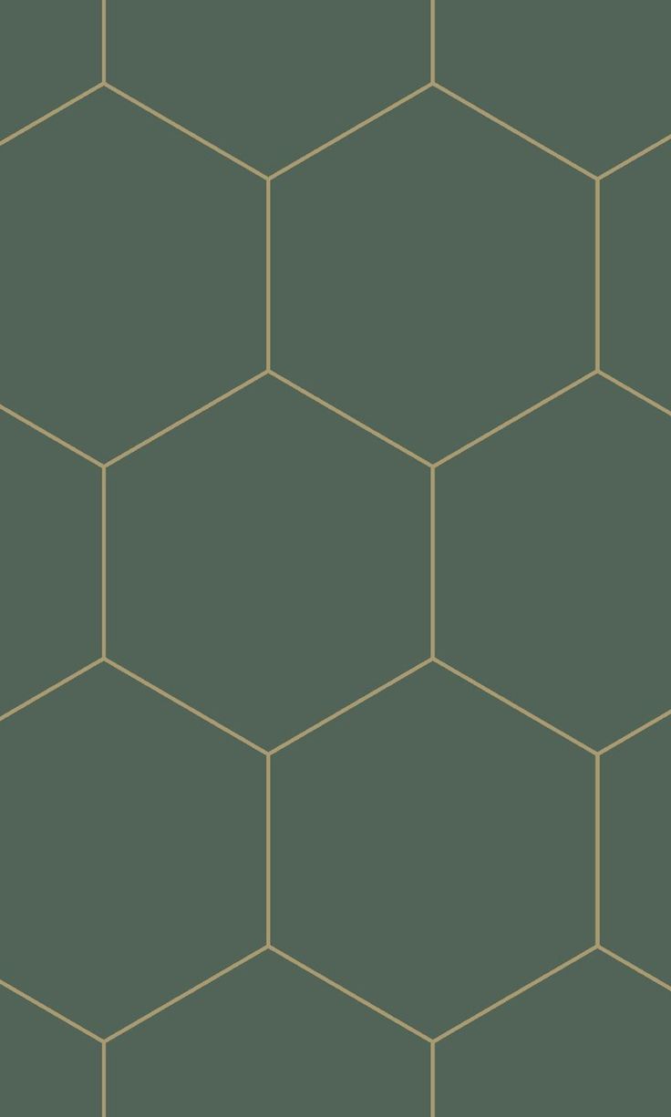 a green hexagonal pattern with gold lines