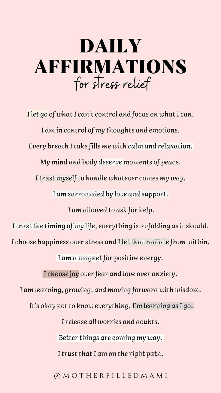 a pink poster with the words daily affirmations for her self on it