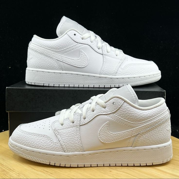 New Nike Air Jordan 1 Low Gs Triple White Shoe 553560 130 - Multiple Sizes 5.5y= 7 Wmns >Brand New Never Worn And In Amazing Condition, Comes With Box! No Rips/Tears/Stains Anywhere On The Shoes. If You Have Any Questions Please Message Me And I’ll Get Back To You As Quickly As Possible. >If You Like This Pair Of Shoes You May Like Some Of My Other Pairs As Well, I Have Over 1,000 Pairs To Choose From I Give Discounts On All Bundles J1 Low, Nike Jordan 12, Teal Sneakers, Jordan 11 Women, Jordan 1 Low White, Jordan 1 Mid White, Air Jordans Women, Nike Air Jordan 5, Jordan Ones