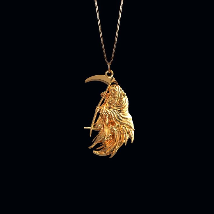 Santa muerte pendant 2 - johnnysaintstudio Phoenix Pendant, Egyptian Jewelry, Solid Gold Chains, White Gold Chains, Box Making, Dragon Pendant, Yellow Gold Chain, Yellow Gold Pendants, Elegant Jewelry