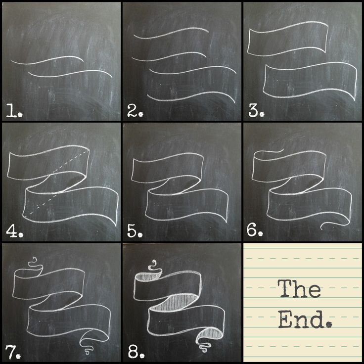 the steps to make a chalkboard sign that says the end and then has been drawn on it