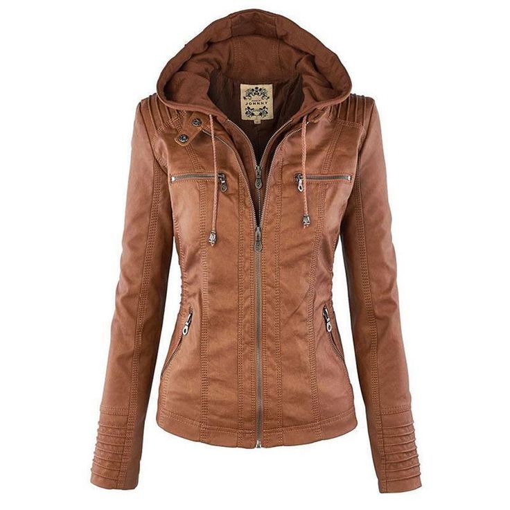 Fall Coats, Faux Leather Jacket Women, Fall Fashion Coats, Leather Coat Womens, Faux Leather Coat, Leather Jacket With Hood, Womens Jackets Casual, Hooded Faux, Pu Leather Jacket