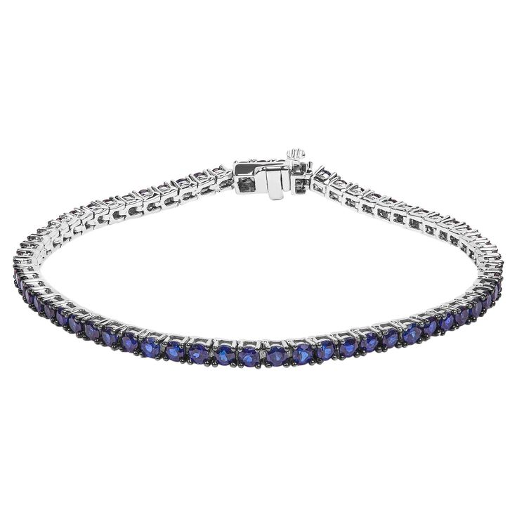 Sapphire Tennis Bracelet, Silver Tennis Bracelet, Blue Sapphire Gemstone, Box Clasp, Bracelet Clasps, Blue Gemstones, Sapphire Gemstone, Tennis Bracelet, Blue Hues