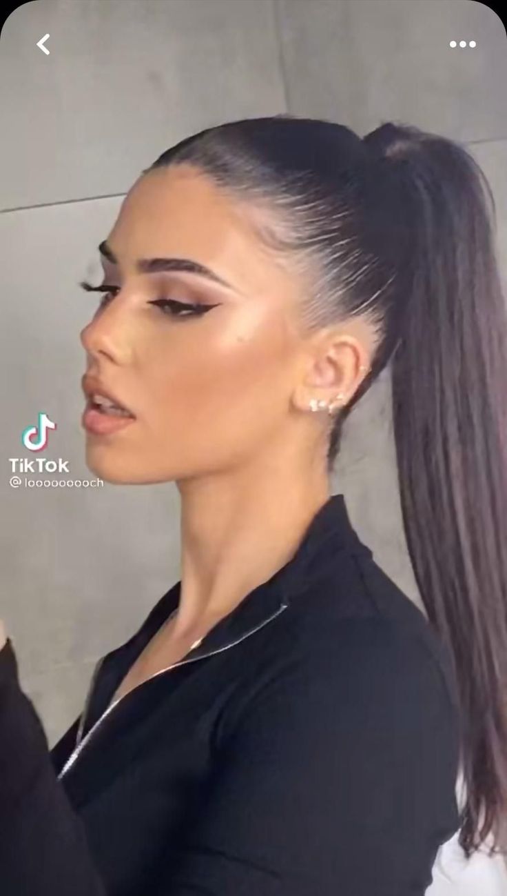 Ponytail bridesmaid hair - Ponytail human hair wig - Braids ponytail hairstyles Black Slick Ponytail, Slick Back High Ponytail, Lizzo Outfits, Sleek Prom Hair, Ponytail Inspiration, Leah Halton, Drake Concert, Nose Jobs, Slick Ponytail