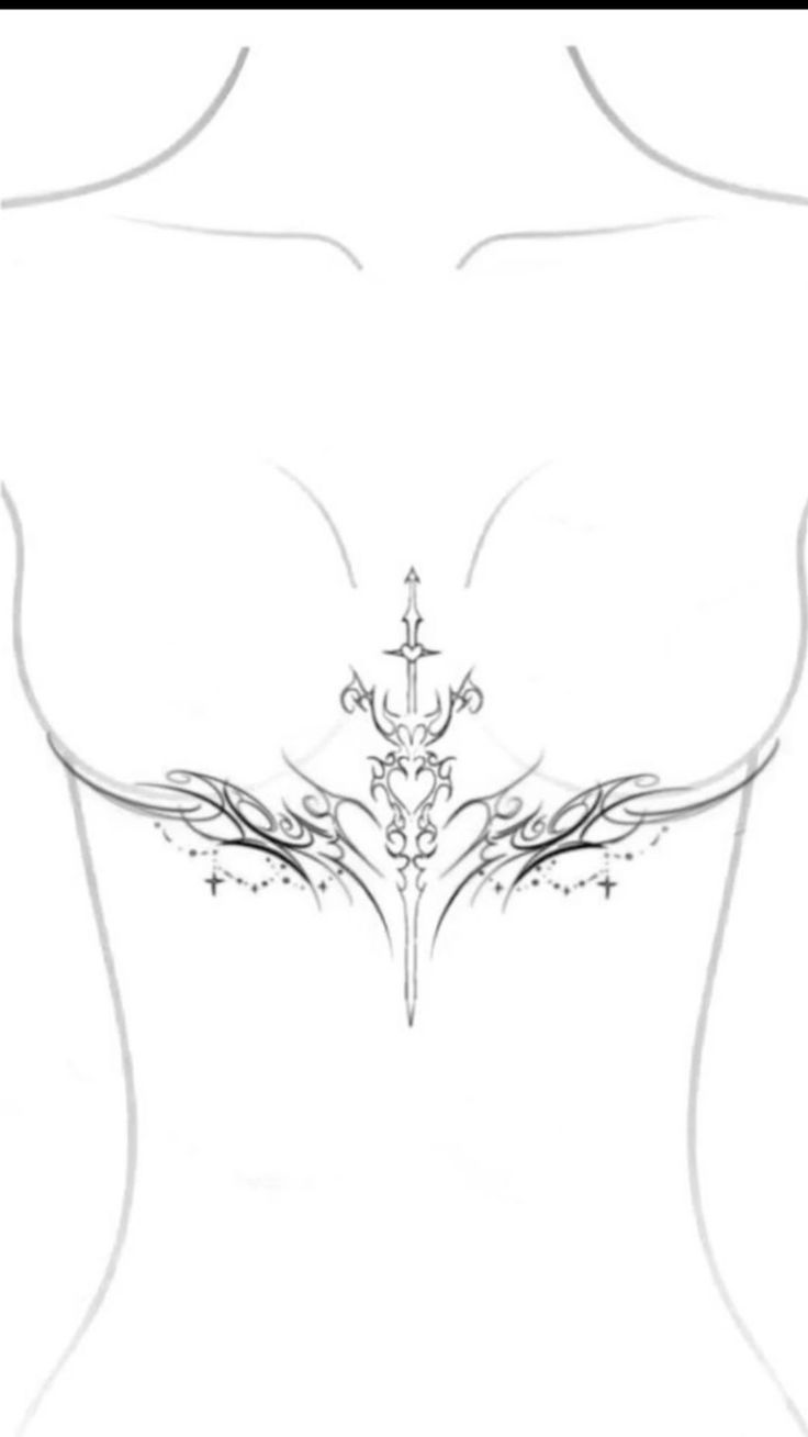 a drawing of a woman's breast with an arrow on it