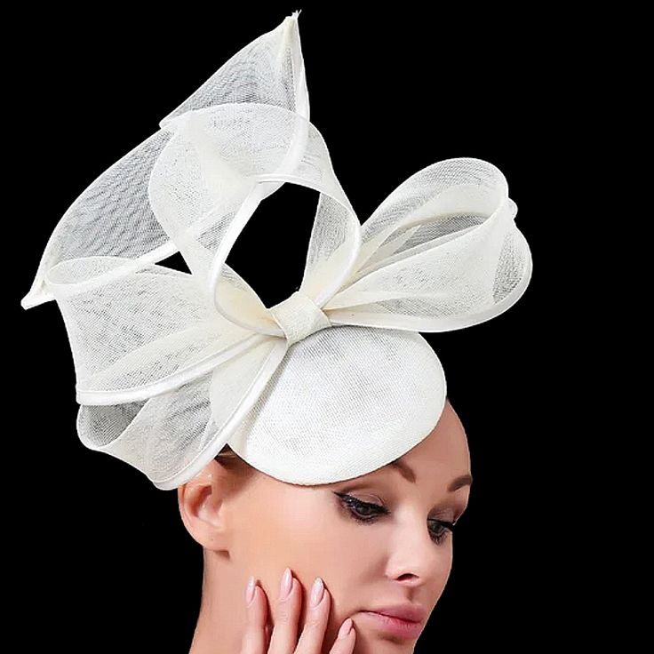 Exquisite White Ribbon Sculpted Fascinator That Blends Elegance With A Touch Of Whimsy. Crafted With Care And Artistry, This Stunning Accessory Features Delicate Ribbons Sculpted Into A Beautiful Design That Is Sure To Turn Heads At Any Event. Whether You're Attending A Wedding, The Kentucky Derby Or Other Races, A Garden Or Tea Party, Or Any Special Occasion, The Gorgeous Ribbon Sculpted Fascinator Is The Perfect Finishing Touch To Your Outfit. Its Lightweight And Comfortable Design Ensures You Elegant Fitted Mini Hat For Party, Elegant Spring Ceremony Fascinator, Elegant Fitted Mini Hats For Events, Fitted Fascinator For Royal Ascot Party, Elegant Fitted Fascinator For Party, Elegant Party Fascinator Fitted, Elegant Summer Fascinator For Ceremony, Elegant Summer Ceremony Fascinator, Elegant Formal Summer Headpieces