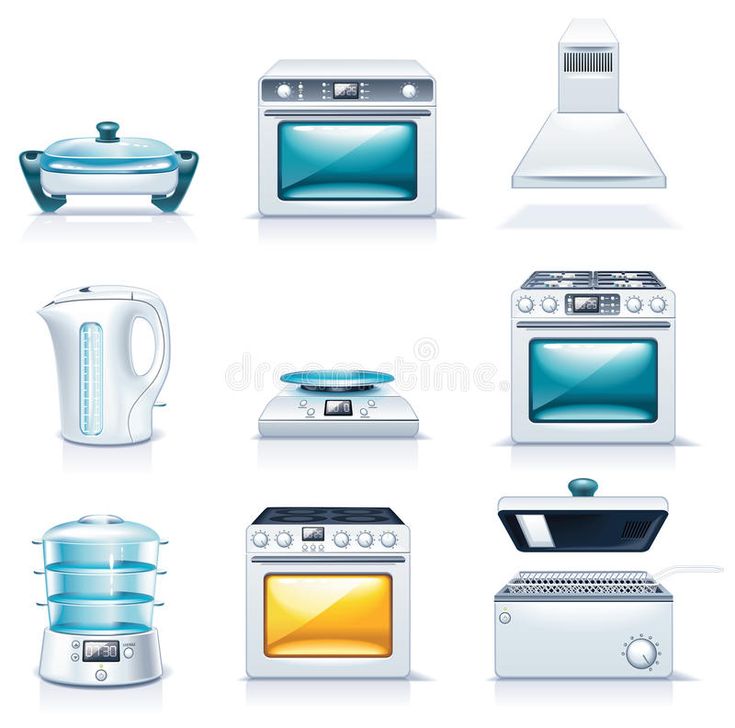 various kitchen appliances are shown in this image