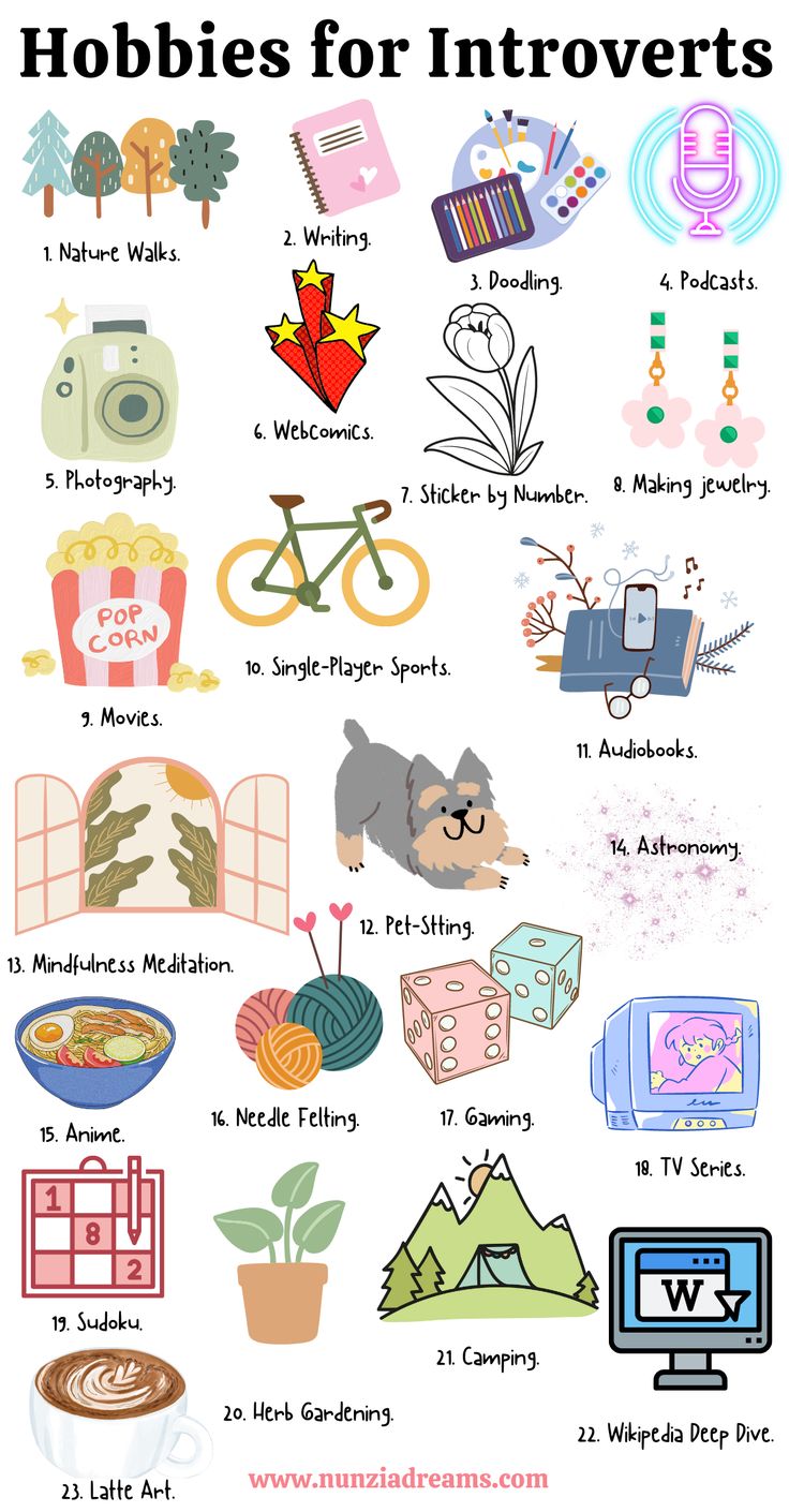 23 Best Hobbies for Introverts Random Hobbies To Try, My Hobby Aesthetic, Be Creative Aesthetic, Social Tips For Introverts, In And Out 2024, Ins And Outs Of 2024, Energizing Hobbies, Hobbies Ideas List, Art Hobbies Ideas