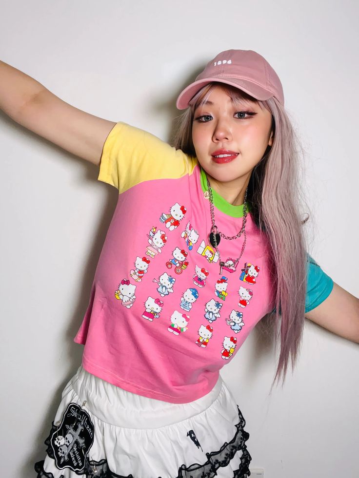 𝔇𝔢𝔱𝔞𝔦𝔩𝔰: Style: Kawaii, Y2k, Indie Material: 30% cotton This charming top features a cute kitty design and eye-catching pastel colors that are simply irresistible. Not only is it stylish, but it's also comfortable and easy to wear for any occasion. Made with premium material, perfect for spring & summer Free Shipping with over 80 $ purchase! We ship worldwide!! SIZE LENGTH BUST SHOULDER SLEEVES 16 in 27 in 12 in 5 inM 17 in 28 in 13 in 5 inL 18 in 30 in 13 in 5 inItem measured by hands ma Pastel Kitty, Kawaii Y2k, Style Kawaii, Simply Irresistible, Cute Kitty, Indie Pop, Cat Shirts, Cami Tops, Shoulder Sleeve