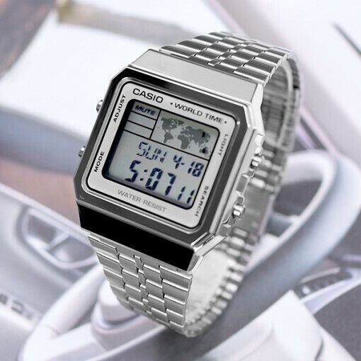 CASIO Man Metal Band Wrist Watch A500WA-7 Description -Package : 1EA -Size : 39*34mm Policy Please confirm the address, it will be sent to the confirmed address The tax must be paid by the buyer. Please check your local taxes Shipping Economy Shipping - Korea Post 20-40 business days Standard Shipping - Korea Post 10-30 business days Expedited shipping - Korea Post EMS 2-7 business days Modern Silver Chronograph Watch With Stopwatch, Modern Silver Digital Watch With Stopwatch, Silver Digital Watch With Chronograph And Rectangular Dial, Retro Silver Watch With Analog Display, Silver Digital Watch With Chronograph, Silver Chronograph Digital Watch With Round Dial, Silver Classic Digital Watch With Date Display, Classic Silver Digital Watch With Date Display, Silver Digital Watch With Date Display