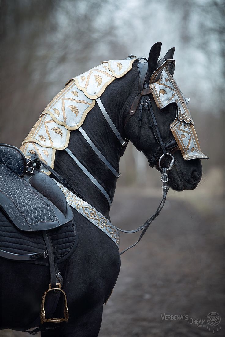 a close up of a horse wearing a saddle