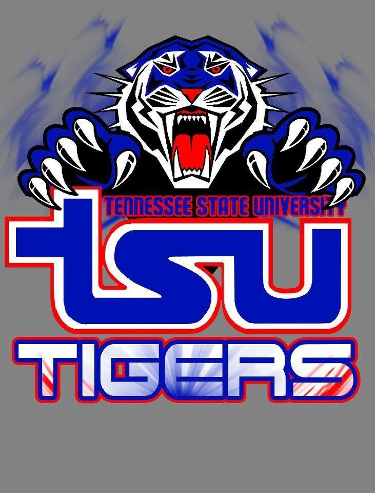 the tennessee state university tigers logo on a tie dye t - shirt with blue and red