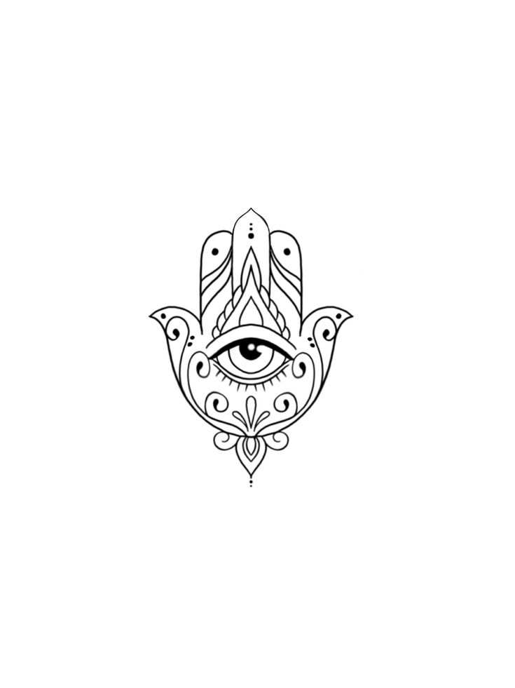 a hand drawn hamsah with an all seeing eye