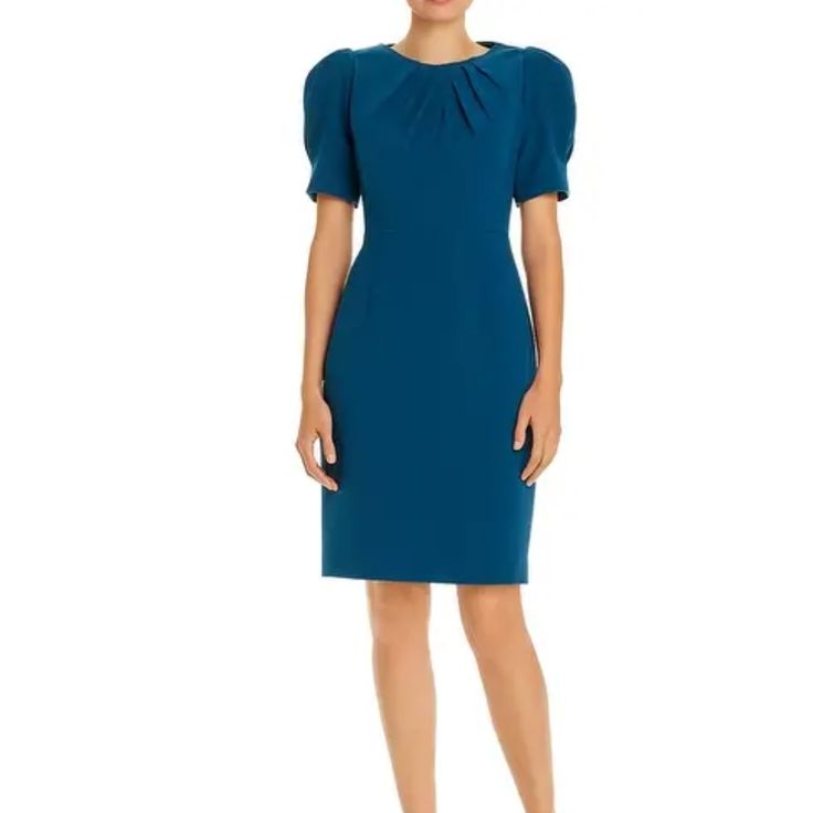 Style Type: Cocktail Dress Collection: Elie Tahari Closure: Material: 70%Triacetate/30% Polyester Fabric Type: Crepe New With Tags Nwt Color: Teal / Blue / Green Fitted Blue Puff Sleeve Dress With Pleated Sleeves, Blue A-line Dress With Pleated Sleeves, Elegant Knee-length Ruched Puff Sleeve Dress, Elegant Blue Puff Sleeve Mini Dress, Elegant Ruched Puff Sleeve Knee-length Dress, Blue Fitted Ruched Puff Sleeve Dress, Elegant Pleated Puff Sleeve Dress For Cocktail, Blue Puff Sleeve Midi Dress For Formal Events, Blue Puff Sleeve Dress For Evening