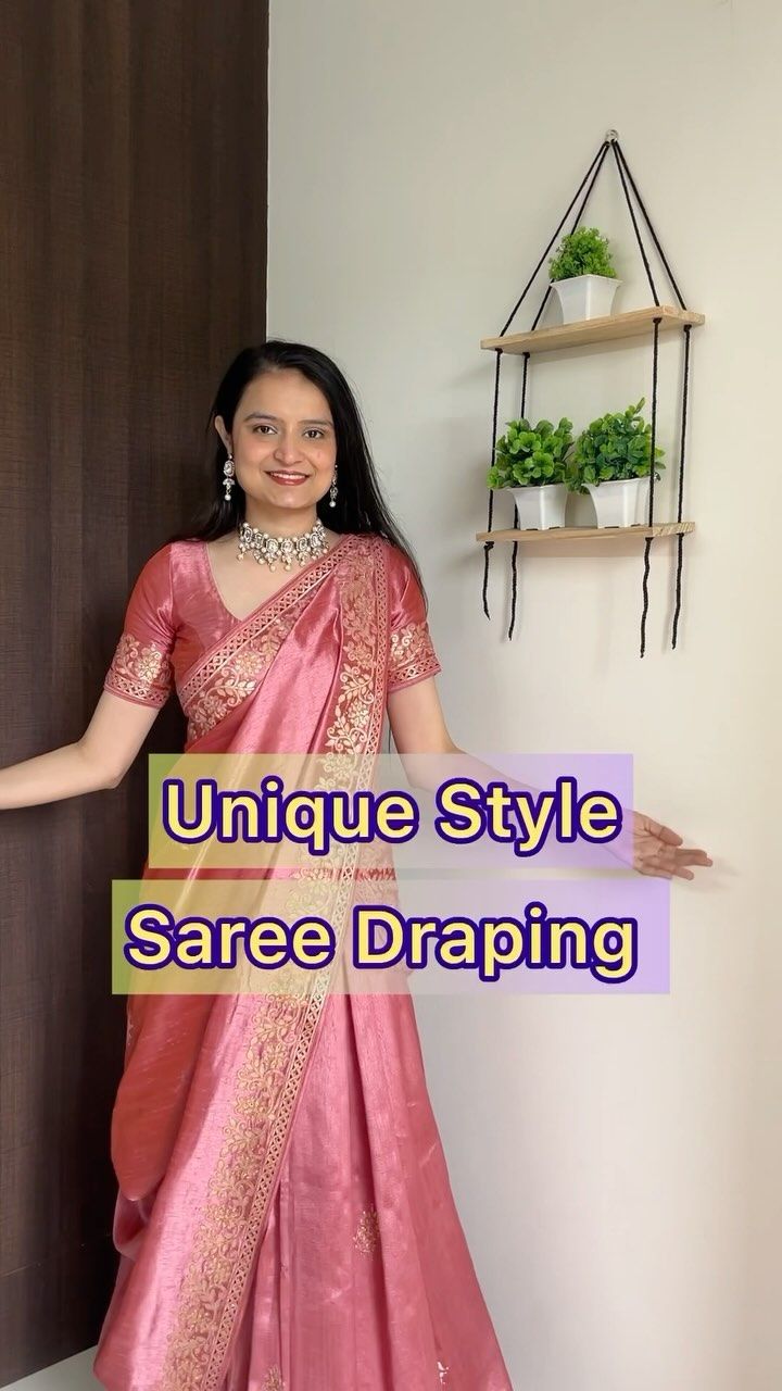 Unique style saree draping 😍 Share with your loved ones ❤️ . . . #sareehacks #sareedrapingstyle #sareedrapingtutorials #restylesaree… | Instagram Latest Saree Wearing Styles, How To Drape A Saree In Lehenga Style, Saree Draping Lehenga Style, Saree Draping For Plus Size Women, Modern Saree Draping Styles, Stylish Saree Draping Style, How To Drape Saree In Different Styles, Sari Wearing Style, How To Wear Saree As Lehenga