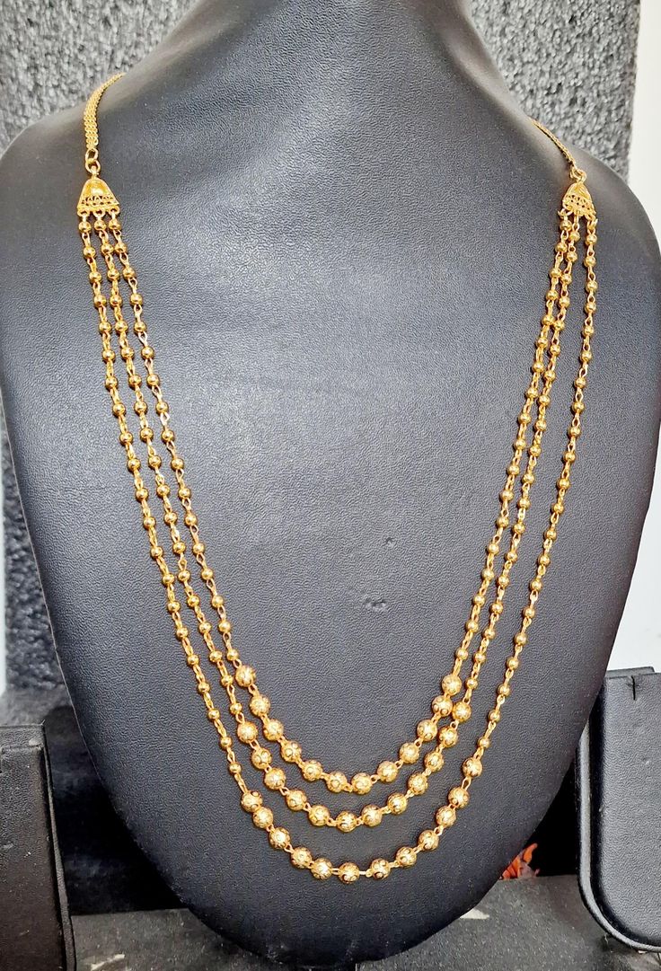 designer gold plated chain necklace, stunning design ideal for any special event Gold-tone Beaded Chain Metal Jewelry, Gold-tone Beaded Metal Jewelry, Gold-tone Metal Jewelry With Beaded Chain, Elegant Metal Layered Necklace With Beaded Chain, Festival Gold Jewelry With Pearl Chain, Elegant Layered Metal Necklace With Beaded Chain, Luxury Gold Beaded Necklace For Party, Elegant Beaded Chain Layered Necklace, Party Jewelry In Gold-tone With Gold Beads