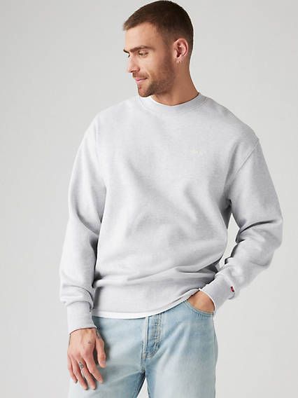 We love our Authentic Crewneck Sweatshirt for many reasons: its classic crew neckline, casually cool, relaxed fit and soft, brushed fabric. Chief among them: its endless versatility. An endlessly versatile sweatshirt Cut with a relaxed fit Crafted with soft, brushed fleece Heather Grey Crew Neck Sweats For Loungewear, Relaxed Fit Crew Neck Sweats With Ribbed Neckline, Basic Heather Grey Sweatshirt With Ribbed Cuffs, Relaxed Fit Fleece Sweater With Crew Neck, Basic Gray Crew Neck Sweatshirt, Casual Sweats With Ribbed Neckline, Casual Everyday Sweats With Ribbed Neckline, Casual Sweats With Ribbed Neckline For Everyday Wear, Crew Neck Sweatshirt With Ribbed Waistband