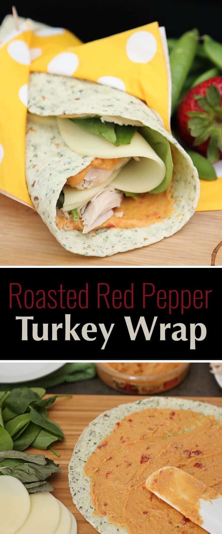 this roasted red pepper turkey wrap is so easy to make