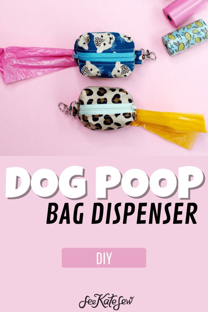 the dog poop bag dispenser is shown on a pink background with text overlay