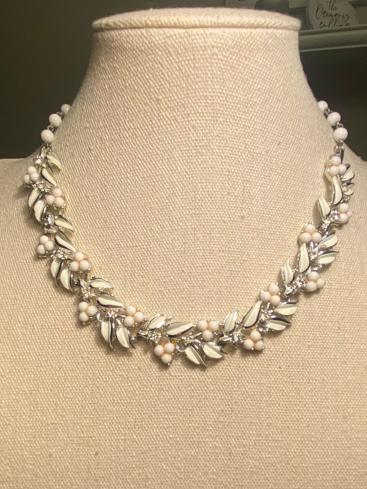 This listing is for a beautiful Necklace.  Please review pics carefully before purchasing Rhinestone Wedding, Beautiful Necklace, White Enamel, Birthday Anniversary, Necklace Silver, Silver Necklaces, Beautiful Necklaces, Vintage Jewelry, Silver Tone