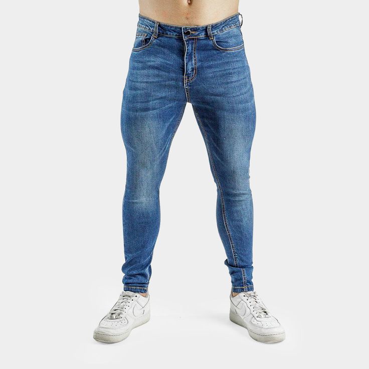 ✓ Versatile Skinny Fit - A perfectly fitted look from waist to ankle with no saggy areas on slim guys, with stretch to accommodate larger muscular thighs, glutes and calf muscles. ✓ Ultra-Stretch Denim - Luxurious denim elastane blend to give a flexible waist and leg fit, plus full freedom to move with comfort qualities more like activewear. ✓ Stylish Jeans - Understated design, with a satisfying real denim weight, for a classy modern look in Indigo Blue featuring faded wash detailing. ❌ Not for Buy Clothes Online, Stylish Jeans, Comfortable Jeans, Calf Muscles, Muscular Men, Athletic Men, Jeans Online, Best Jeans, Performance Outfit