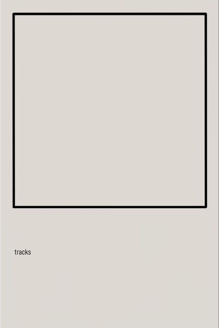 an empty square is shown with the words tracks in black and white, along with two smaller squares