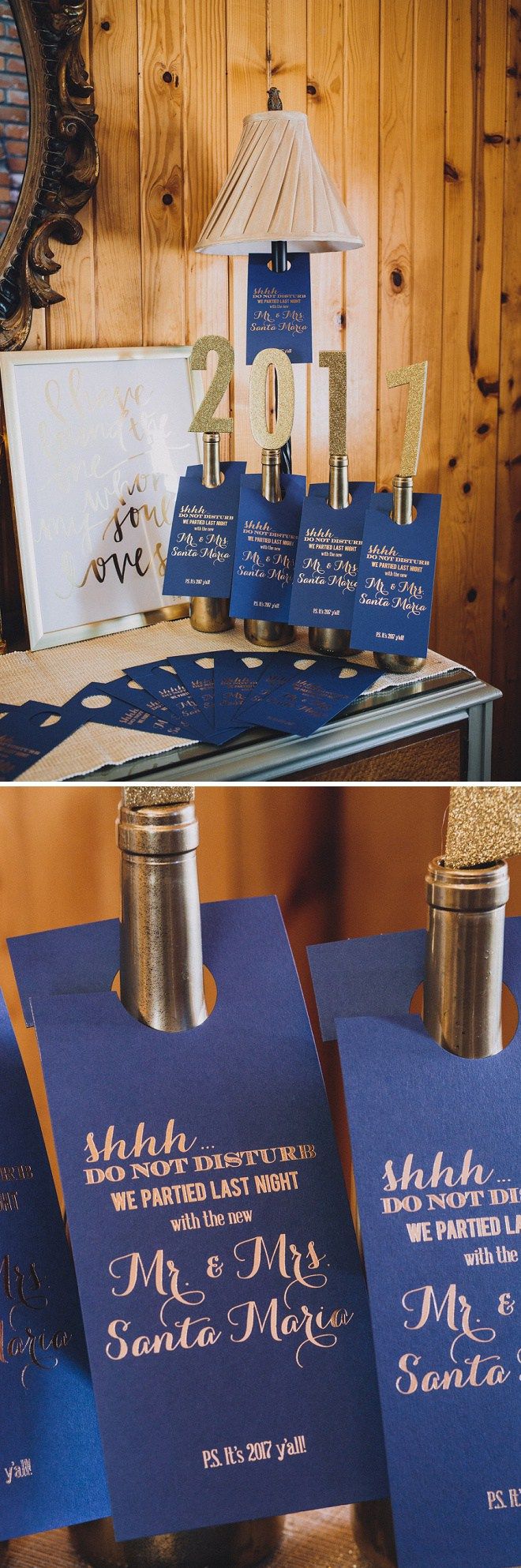 blue and gold wedding stationery for guests