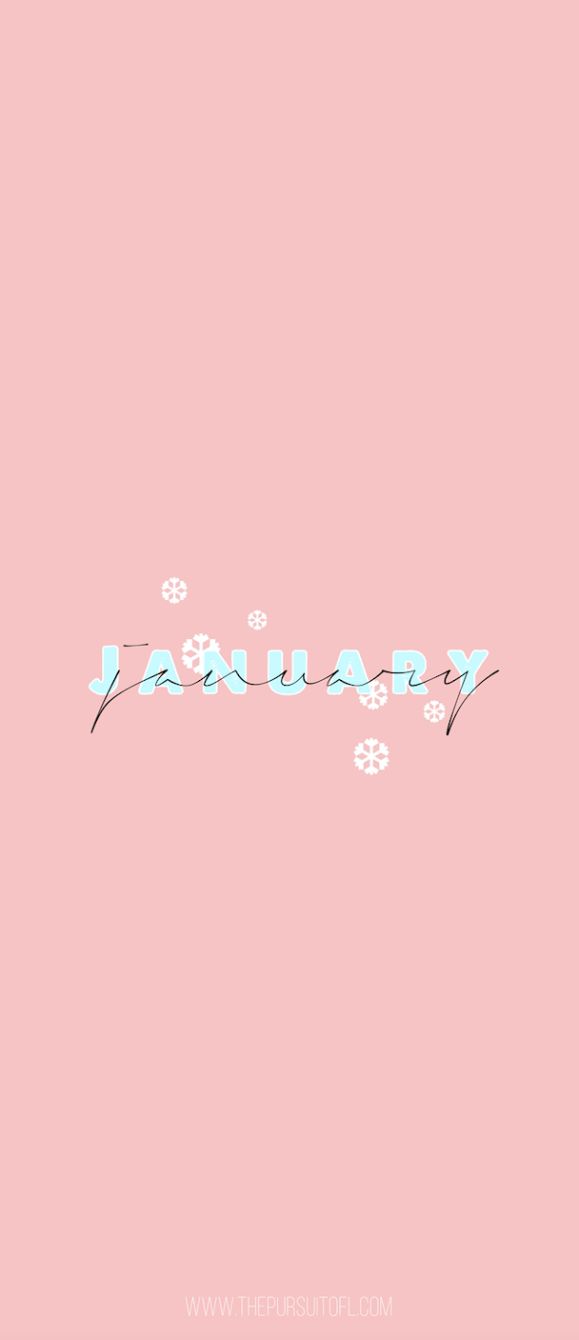 the word january written in cursive writing on a pink background