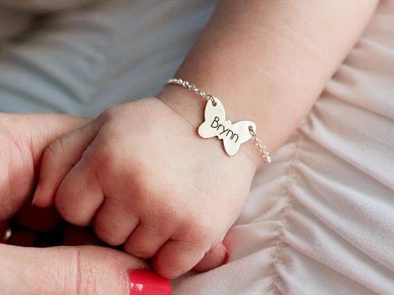 Personalized Baby Bracelet - Butterfly Bracelet, Custom Baby Gift, Baby Shower Gift, Personalized Bracelet, Custom Baby Bracelet, Engraved Personalised Baby Bracelet, Custom Baby Gift, Grandmother Jewelry, Jewelry Butterfly, Girl Bracelet, Cadeau Baby Shower, Custom Baby Gifts, Kids Bracelets