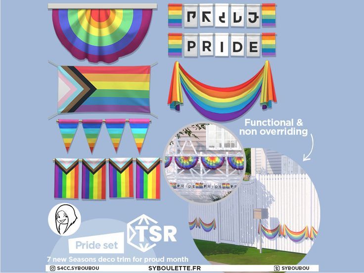 an advertisement for the pride festival with rainbows and flags on it's sides