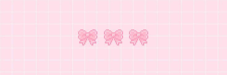 three pink hearts are arranged in the middle of a grid