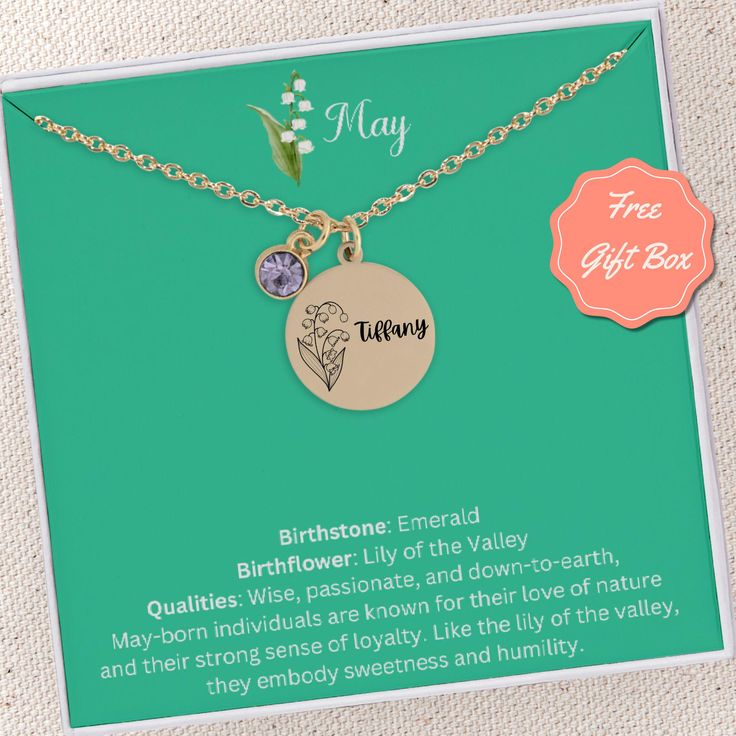 This personalized birthstone birth flower custom name necklace is the perfect gift for all occasions, whether you're celebrating a birthday, anniversary, or milestone. It's an ideal gift for mothers, grandmothers, sisters, or best friends, offering a unique and meaningful way to show your appreciation. Highlights 👁️Designed by BreezyGemsStudio 🌟Materials: 18k Gold Plated, .925 Sterling Silver Plated, Stainless Steel Base 🦞Closure: Lobster Claw Clasp 📿Chain style: Cable 📐Length Options: 16", Personalized Birthstone Necklace For Birthday And Mother's Day, Personalized Necklaces For Mom's May Birthstone, Birthstone Necklace For Birthday And Valentine's Day, Valentine's Day Birthday Birthstone Necklace, Mother's Day Birthstone Charm Necklaces For Birthday, Customizable Birthstone Necklace For Mother's Day, Personalized Birthstone Name Necklace For Mother's Day, Personalized Birthstone Necklace For Mother's Day, Customizable Birthstone Necklace For Birthday And Mother's Day