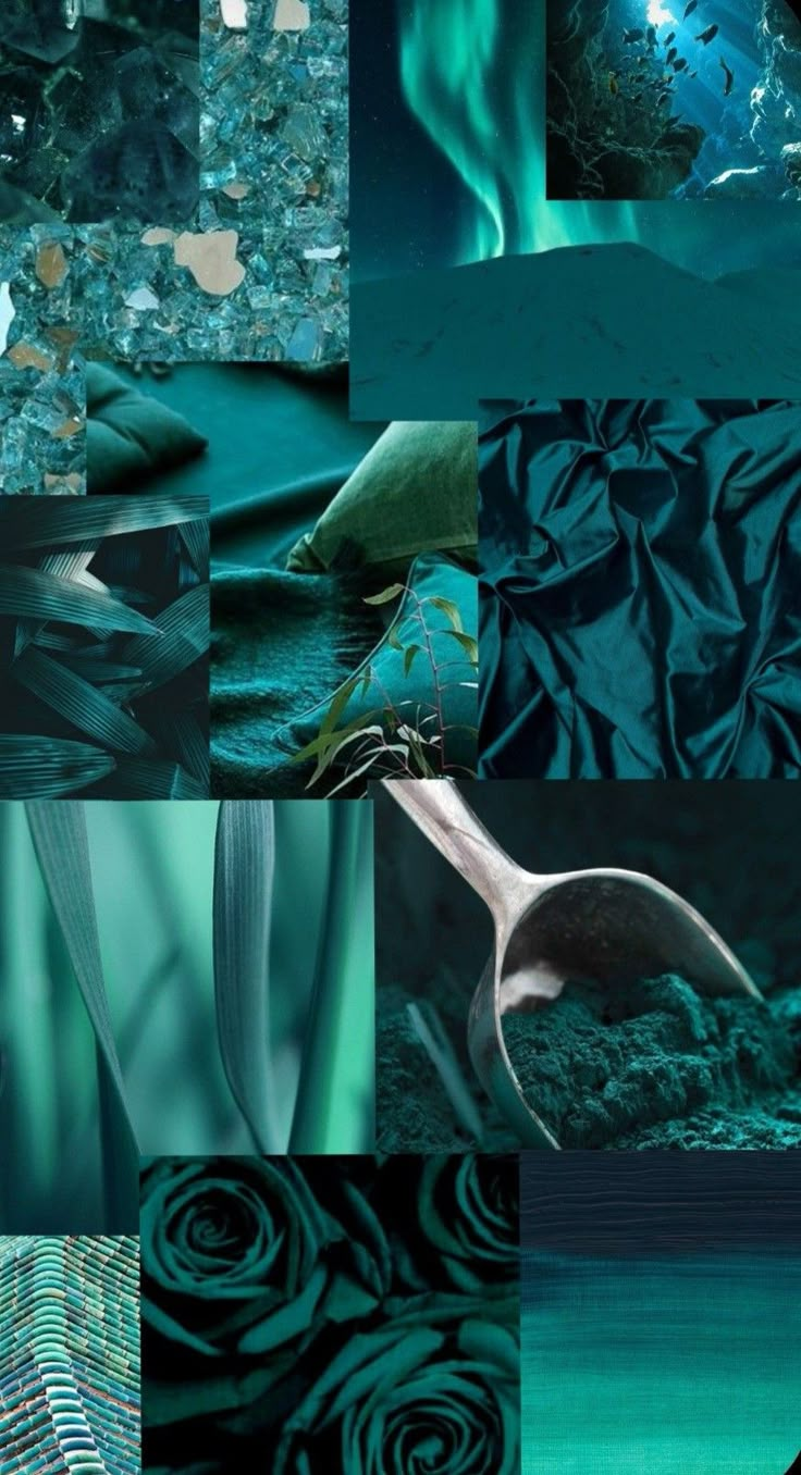 a collage of green and blue images with the same color scheme as they appear in this image