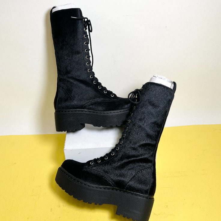 Jeffrey Campbell Finnick: Trendy Black Platform Boots With Laces, Crafted From Exceptionally Soft Material For Both Style And Comfort. Black. Runs Tts. 2" Heel. 1.5" Platform. Sold As Is. No Returns Or Cancellations - See Pictures. Feel Free To Ask Questions. Bundle For Discount! Black High Ankle Platform Boots With Laces, Black Calf Hair Boots For Fall, Black Pointed Toe Boots With Laces, Black Suede High-top Lace-up Boots, Black High-top Suede Lace-up Boots, Black Suede Party Lace-up Boots, Black Lace-up Boots With Edgy Style, Trendy Black Lace-up Platform Boots, Black Calf Hair Boots With Round Toe