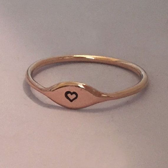 One Tiny 14k Rose Gold Letter Stacking Ring by esdesigns on Etsy Dainty Sterling Silver Initial Ring Stamped 14k, Fine Jewelry Rose Gold Stackable Rings, Everyday 14k Rose Gold Initial Ring, Delicate Rose Gold Stackable Rings Fine Jewelry, Everyday Rose Gold 14k Initial Ring, Classic Personalized Rose Gold Initial Ring, Hand Stamped 14k Gold Engraved Ring, Personalized Rose Gold Signet Ring For Everyday, Engraved Rose Gold Rings For Personalized Gift