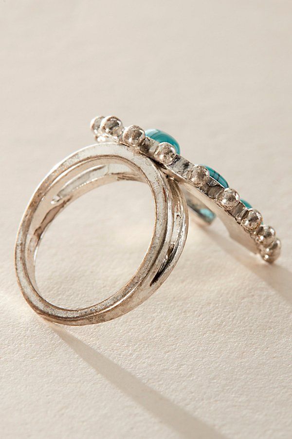 Just as cool as it is unique, this statement-making ring is featured in a stone-adorned, horseshoe silhouette to add the most effortless, western-inspired touch to absolutely every style | West Coast Ring by Free People in Blue, Size: US 8 Horseshoe Silhouette, Making Ring, Boho Clothing, West Coast, Free People, Silver Rings, Size 7, Ring, Stone