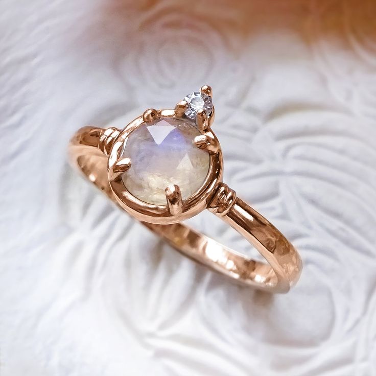 Heirloom Style Moonstone Ring With Rose Cut Diamonds, Heirloom Moonstone Ring With Rose Cut Diamonds, Heirloom Moonstone Ring With Rose Cut Diamonds For Promise, Unique Moonstone Ring With Rose Cut Diamonds For Anniversary, Fine Jewelry Moonstone Promise Ring With Rose Cut Diamonds, Heirloom Moonstone Ring With Rose Cut Diamonds For Anniversary, Celestial Wedding Ring With Bezel Setting, Sapphire Birthstone Ring With Rose Cut Diamonds, Moonstone Rings With Rose Cut Diamonds