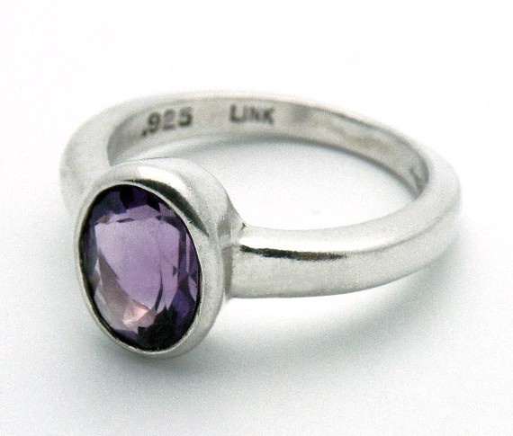 Amethyst Ring Modern Amethyst Ring With Bezel Setting, Oval Gemstone Stackable Rings For Formal Occasions, Formal Oval Gemstone Stackable Rings, Oval Amethyst Ring With Bezel Setting For Formal Occasions, Classic Oval Stackable Rings With Bezel Setting, Silver Oval Solitaire Amethyst Ring, Silver Solitaire Oval Amethyst Ring, Oval Amethyst Sterling Silver Ring For Formal Occasions, Oval Sterling Silver Stackable Rings With Polished Finish