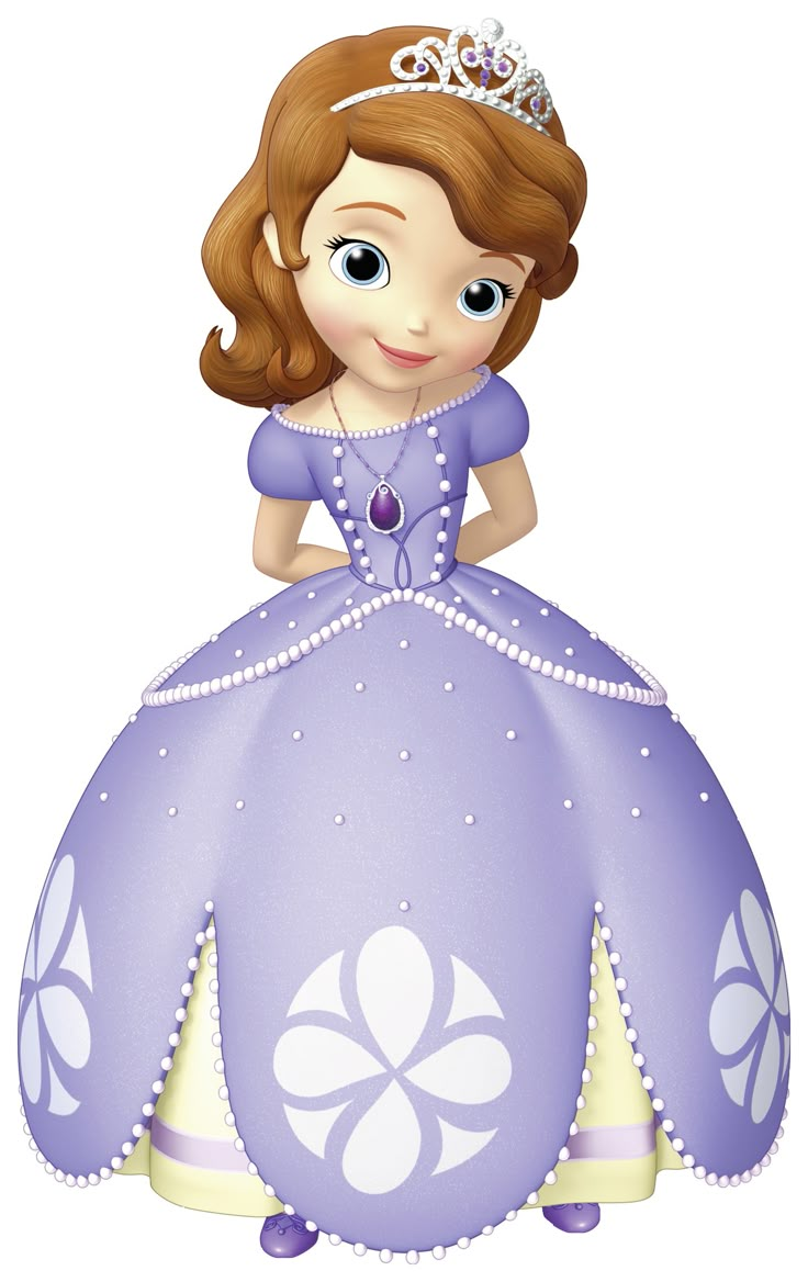 a cartoon princess sitting on top of a purple ball gown