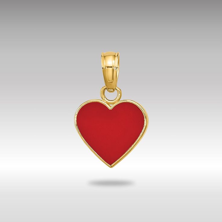 Ignite a spark of romance with our 14K Gold Polished Enameled Heart Pendant Necklace. This striking piece features a vibrant red love charm, making it the ideal romantic gift for her and a quintessential piece of timeless Valentine's Day jewelry. Crafted from high-quality 14K gold, this necklace showcases a heart pendant beautifully enameled in a deep, radiant red. The polished gold edges frame the enamel, enhancing its luster and drawing attention to the heart's bold color. This combination of Red Heart Charm Necklace For Anniversary, Red Heart Necklace For Anniversary, Anniversary Red Heart Charm Necklace, Enamel Necklaces For Anniversary On Valentine's Day, Red Enamel Jewelry For Valentine's Day, Valentine's Day Gift Enamel Heart Necklace, Yellow Gold Heart Pendant Necklace For Valentine's Day, Gold Enamel Heart Necklace For Valentine's Day, Valentine's Day Yellow Gold Enamel Necklace