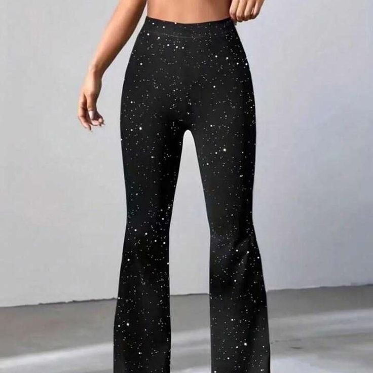 Women’s Sparkly Leggings Flare Bell Bottoms All Black Pants High Waisted Leggings. Size/Large. Color: Black With Sparkles. Osfa Waiste. (Stretchy Waist Band) Brand New. Brand: Shein. #Shein #Sheinwomen #Womensshein #Womensleggings #Bellbottoms Black Y2k Style Trousers, Black Full Length Y2k Bottoms, Black Stretch Y2k Pants, Y2k Style Stretch Party Bottoms, Fitted Y2k Bottoms For Night Out, Stretch Y2k Trousers, Black Wide Leg Leggings For Night Out, Fitted Y2k Party Bottoms, Y2k Fitted Party Bottoms