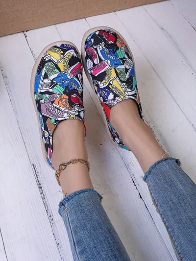 Floral Cloth Loafers: Stylish and Comfortable Slip-On Shoes for Daily Casual Multicolor Slip-ons For Spring, Casual Black Slip-on Sneakers For Spring, Casual Flat Slip-ons, Summer Loafers With Rubber Sole, Summer Loafers With Rubber Sole And Flat Bottom, Spring Canvas Shoes With Rubber Sole And Flat Bottom, Spring Canvas Shoes With Flat Heel, Spring Casual Closed Toe Slip-on Sneakers, Summer Slip-on Sneakers With Cushioned Footbed